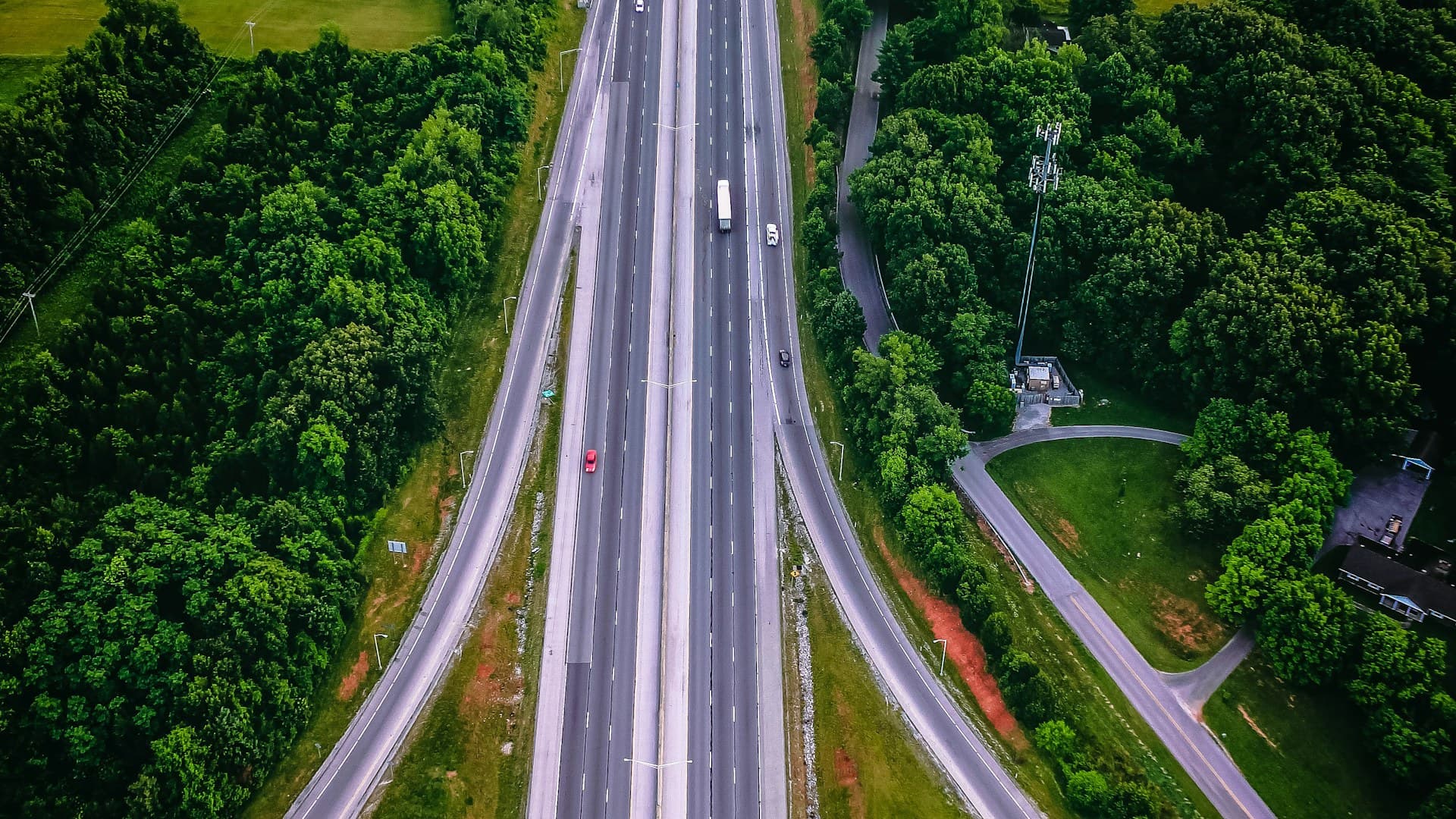 Aerial view of interstate highway